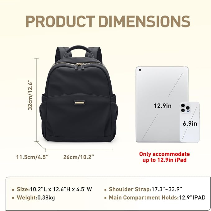 Mini Backpack for Women Small Backpack Purse Cute Stylish Lightweight Daypack for College Work Travel Party,12.9Inch,Classic Black - Image 3