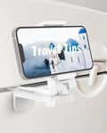 MiiKARE Travel Essentials Airplane Phone Holder, Universal Handsfree Phone Mount for Flying with 360 Degree Rotation, Travel Must Haves Phone Stand for Desk, Tray Table, White by MiiKARE