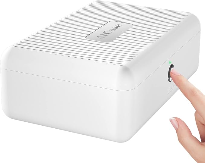 Biometric Fingerprint Storage Box,AICase Portable Cash Jewelry Security Case Lock Box Safe,Combination Lock for Car, Home,Office Travel White by AICase