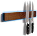 Knife Magnetic Strip 16”, Acacia Wood Knife Holder for Wall Moun | No Drill for Fridge, Dual-Row Magnet Hold 9 Knives & Heavy Cleaver, 3M Tape & Screw Mount, Kitchen Knife & Utensil Organizer by Gourmetop