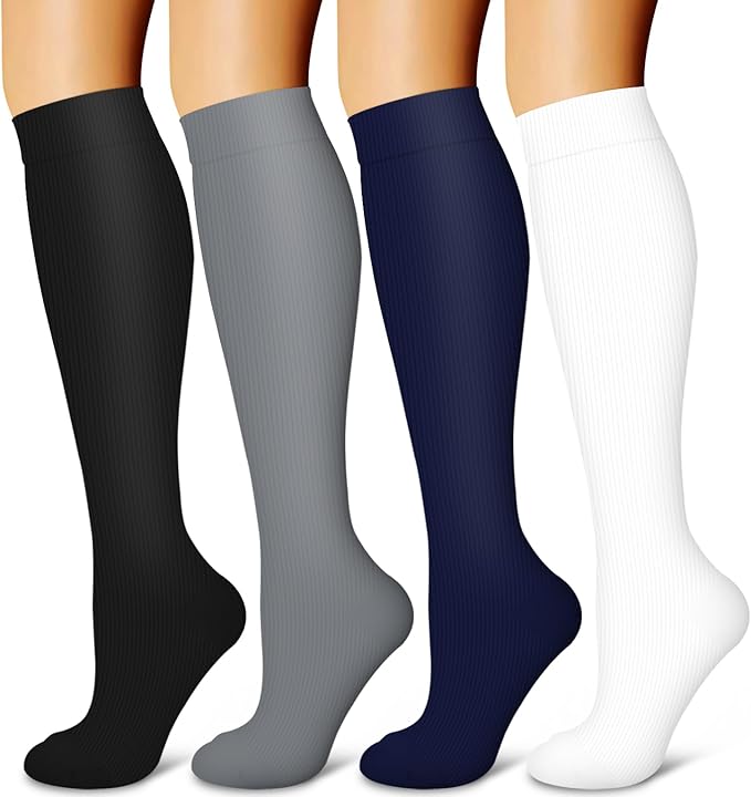 4 Pairs-Compression Socks for Women&Men Circulation-Best Support for Nurses,Running,Athletic by LaiteHebe