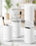 FERYES Travel Toothbrush and Toothpaste Holder – Large Capacity Oral Care Tools Organizer with Mouthwash Cups, Portable Tooth Brushes Case - White by FERYES
