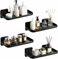 4 Pack Floating Shelves for Wall, Self Adhesive Small Shelf, No Drill Adhesive Wall Shelf, Floating Shelves Damage-Free Expand Walls Space for Living Room Kitchen Bathroom (Black) by NGETC