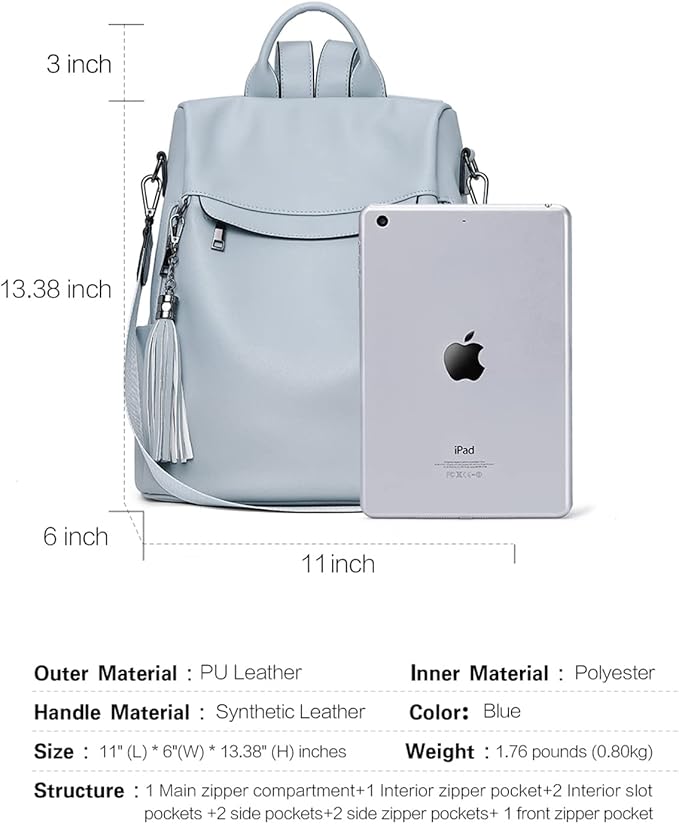 Telena Backpack Purse for Women, PU Leather Anti Theft Travel Purse Shoulder Bags with Tassel - Image 3
