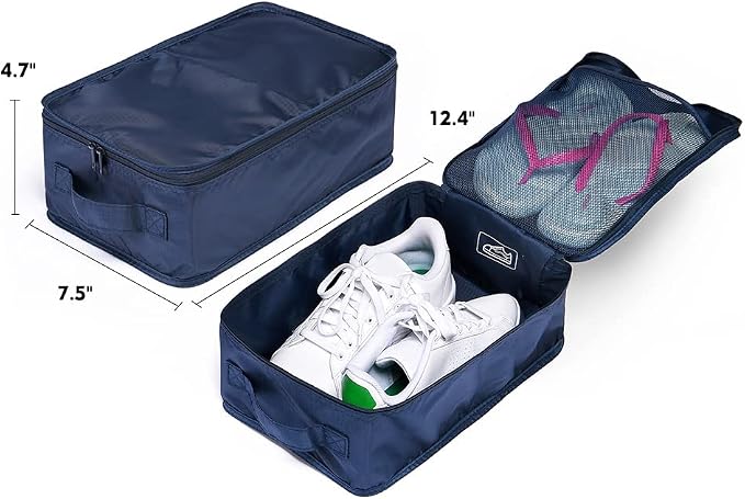Travel Shoe Bags, Foldable Waterproof Shoe Pouches Organizer-Double Layer (8 Navy Shoe Bags) - Image 4