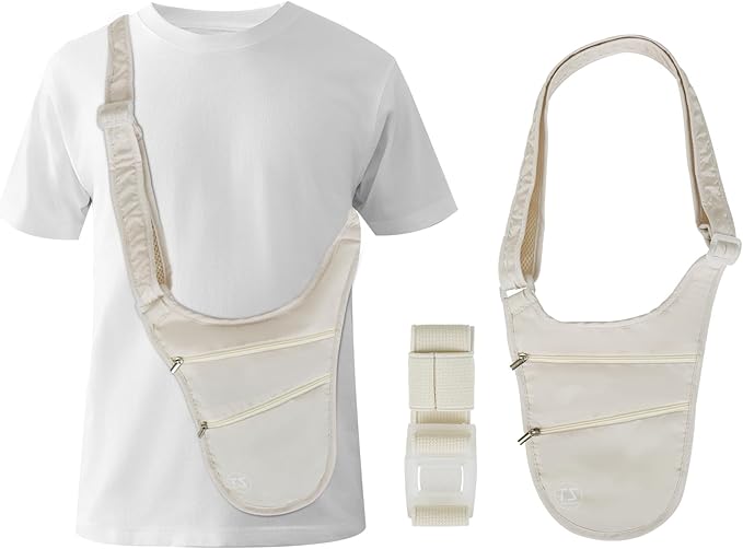 Crossbody Bag for Men Women Anti-Theft Money Belt for Travel Hidden Slim Passport Holder Mini Sling Bag Chest Belt Under Clothes to Protect Cash, Credit Cards, Phone by yuuzue