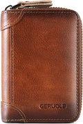 Card Bag Cowhide Wallet Men Coin Purse RFID Blocking Card Case Portable Card Holder Coin Bag Pouch with 12/20/30/45 Card Slots Brown A by PORRASSO
