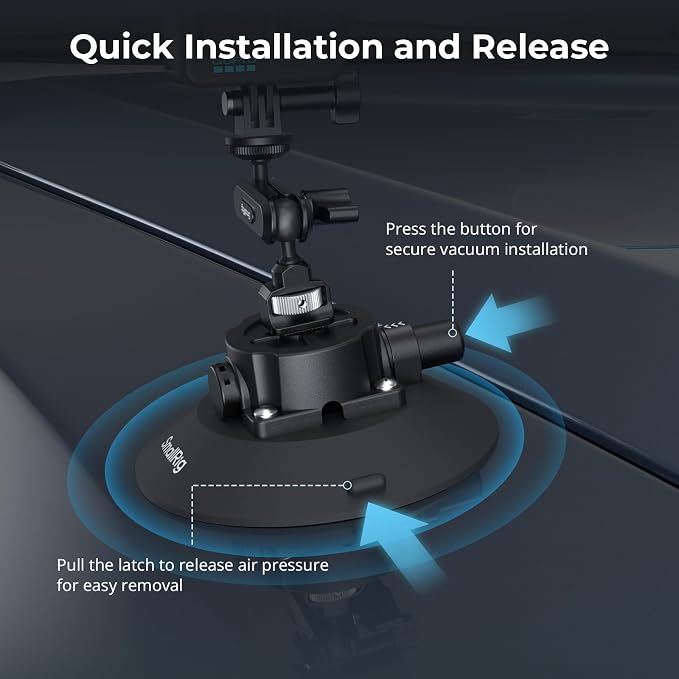 SMALLRIG 6" Suction Cup Mount with Ball Head Magic Arm, Camera Mount for DJI Osmo Action 6/5 Pro/4, for Insta360 x5, for Gopro 13/12, on Car Windshield or Window, Compatible with Action Cameras-5856 - Image 5