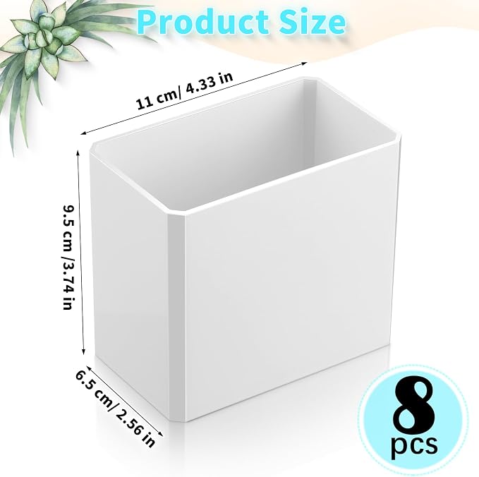 8 Pcs Wall Mounted Organizer Non-Drilling Adhesive Floating Shelf White Wall Bin Organizer Hanging Storage Containers for Bedroom Bathroom Kitchen Office - Image 3