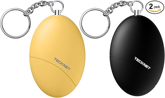 TECKNET Personal Safety Alarm Keychain 140dB Travel Safe Waterproof | IP44 Waterproof, Travel-safe, Personal Alarm Loud Siren Safety Keychain for women, girls, kids & elderly, 2-pack by Tecknet