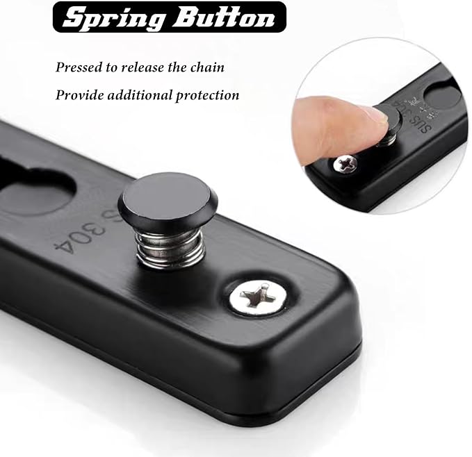 KAFENDA Security Door Chain Lock,Door Locks for Kids Safety | Stainless Steel Hotel Door Lock With Spring Button,Sturdy Door Chains for Front Door,Door Safety Locks from Inside - Image 3