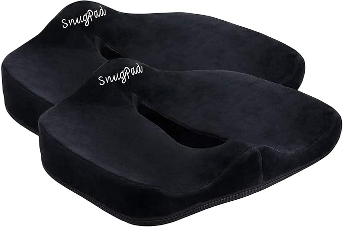 Premium Memory Foam Seat Cushion, for Sciatica Tailbone Back Pain Relief, Posture Correction. Orthopedic Sitting Pillows for Office Chair, Car, Truck, Wheelchair with Non-Slip Bottom (2Pk) by SnugPad