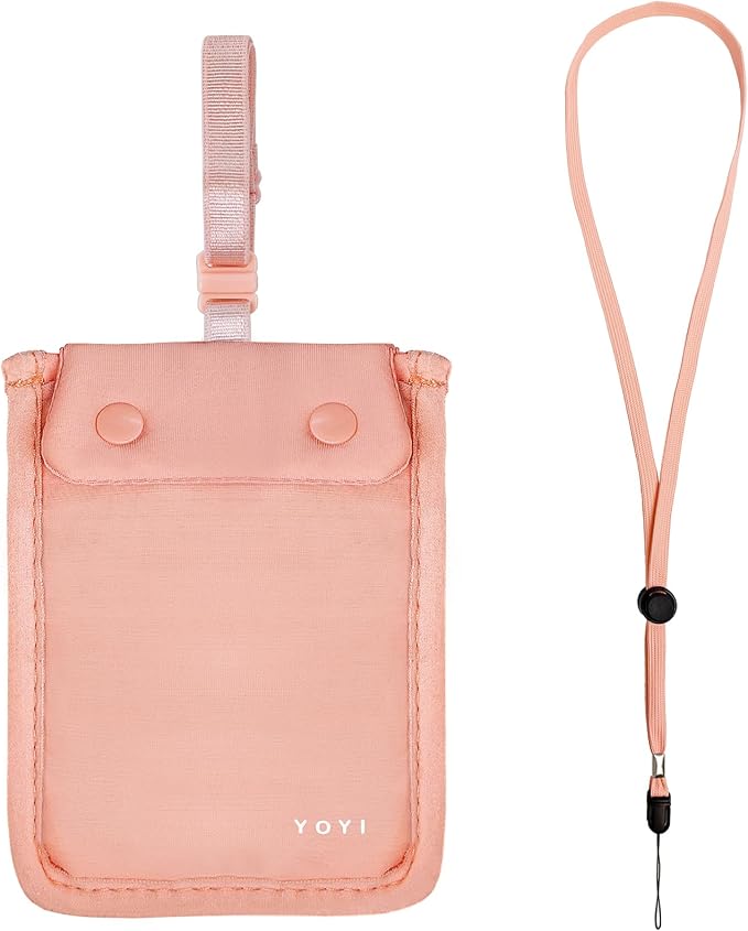 YOYI YOYI RFID Blocking Bra Wallet Neck Strap Hidden Pocket Cash Card | Skin-friendly fabric so thin it disappears inside your bra, RFID blocking keeps cards and cash secure from theft on the go by YOYIYOYI