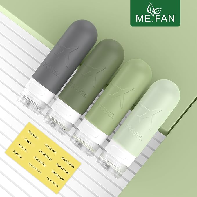 ME.FAN Travel Bottles for Toiletries,3oz Silicone Travel Size Containers, TSA Approved Squeezable Portable Split Bottle, Travel Accessories for Conditioner Shampoo Lotion - 4 Pack Desert Sage - Image 2