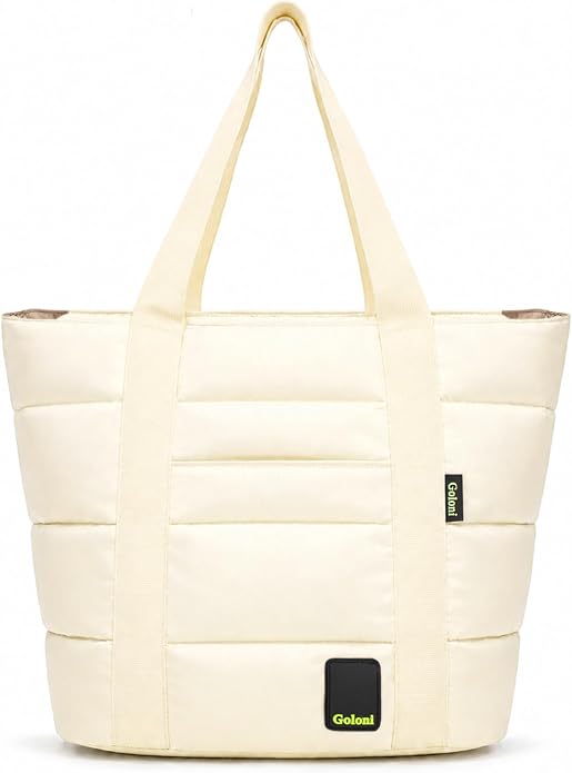 Tote Bag for Women, Lightweight Puffy Tote Bag with Compartments Handbag Fits 15.6'' Laptop for Work, Gym, Shopping by GoloniYourStyleYourRule