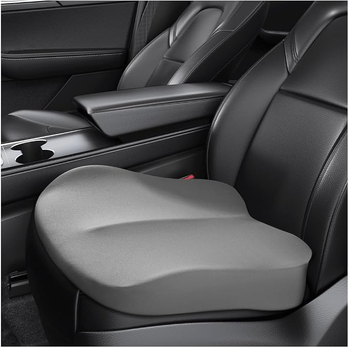 Car Seat Cushion, Comfort Memory Foam Car Cushion, Non-Slip Auto Booster Seat Cushion for Improve Driving Vision, Suitable for Vehicles Trucks SUVs Car Accessories (Gray) by Unknown