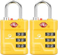 SURE LOCK TSA Approved Luggage Lock – 3-Digit Resettable Combination Padlock with Open Alert Red Dot, Large Easy-Read Dials for Suitcases, Backpacks, Gym & School Lockers(Yellow 2 pk) by Hopeyoucanstaysafe