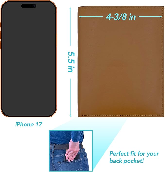 Light Brown RFID Genuine Leather Passport Wallet - Image 4