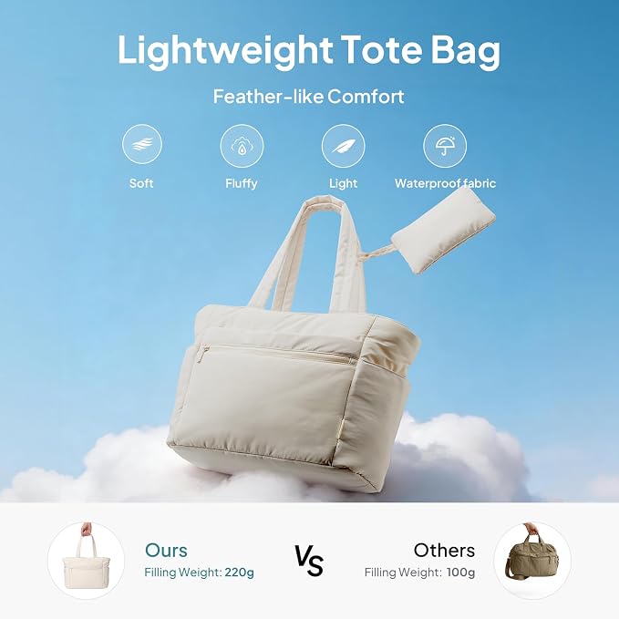 TOPEAST Tote Bag for Women Puffer Travel Carry On Bags with Laptop Compartment & Cup Holder Work Tote for Weekend Overnight - Image 6