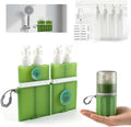 4 in 1 Travel Dispenser，Unbreakable Silicone Travel Dispenser Bottle, Vacuum Suction Wall Mounted Refillable Containers,Leakproof Toiletry Containers for Shampoo, Lotion, Baby Care-Green. by MORMIDTravelMakeupBag