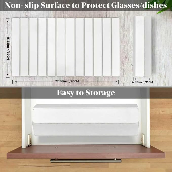 Large Stone Dish Drying Mats for Kitchen Counter, Fast Drying Collapsible Dish Drying Mat, Eco-Friendly Absorbent Diatomaceous Earth Mats for Dishes Cups, Match Any Countertop (White 28"×16" & 8"x4") - Image 2