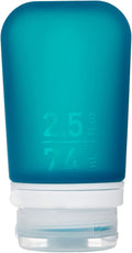 humangear GoToob+ (Medium) | Refillable Silicone Travel Bottle | Locking Lid | Food-Safe Material | Teal, Medium (2.5 fl.oz.; 74ml) | Refillable & Leak-Proof Silicone Travel Size Bottles with Locking Cap for Toiletries, Camping & TSA Carry-On by humangear