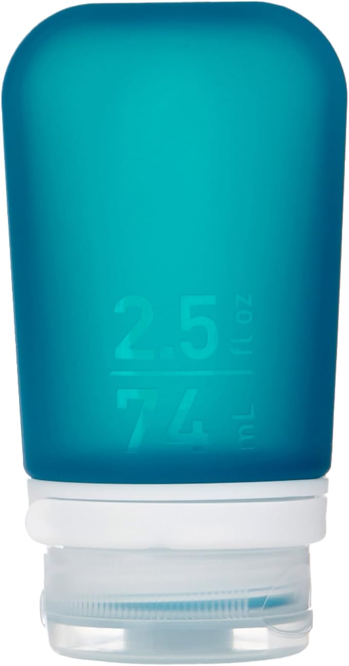 humangear GoToob+ (Medium) | Refillable Silicone Travel Bottle | Locking Lid | Food-Safe Material | Teal, Medium (2.5 fl.oz.; 74ml) | Refillable & Leak-Proof Silicone Travel Size Bottles with Locking Cap for Toiletries, Camping & TSA Carry-On by humangear