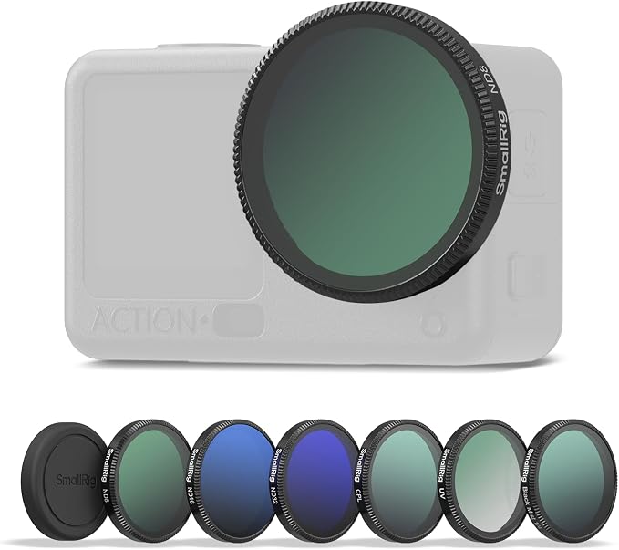 SmallRig Filter Kit for DJI Osmo Action 6, 6 Pack ND8 ND16 ND32 CPL UV 1/4 Effect Black Mist Filters, Snap-On Polarizing Neutral Density & Lens Silicone Cover, HD Optical Glass & Multi-Coated - 5967 by SmallRig