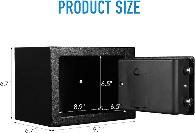 TENAMIC Safe Box 0.23 Cubic Feet Electronic Digital Security Box, Keypad Lock Box Cabinet Safes, Solid Alloy Steel Office Hotel Home Safe, Black - Image 2