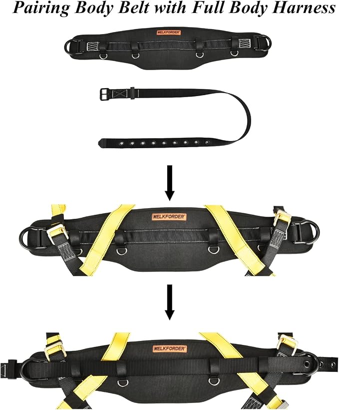 Tongue Buckle Body Belt (Aluminum Hardware) With Hot-Pressing Waist Pad and 2 Aluminum Side D-Rings Personal Protective Equipment | Waist Fitting Size 32'' to 50'' - Image 5