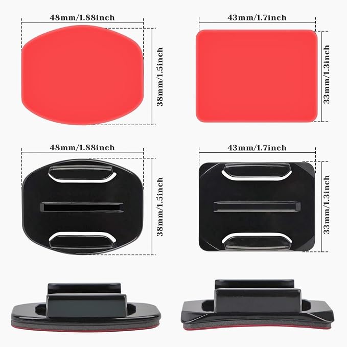 Universal Action Camera Accessory Kit, Curved & Flat Adhesive Sticky Mounts, Quick Release & J-Hook Buckle Mounts, 3-Way Pivot Arms and Thumb Screws - Image 2