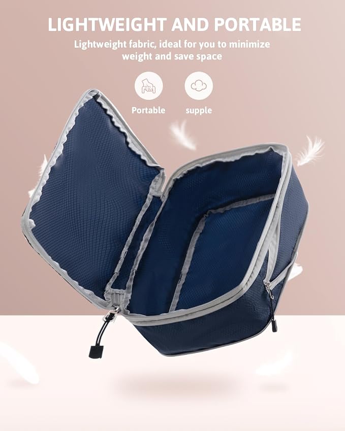 Meowoo 7 Set Compression Packing Cubes for Travel, Durable Ripstop Mesh Suitcase Organizer with Shoe Bag, Ultralight & Expandable Space Saver Travel Cubes - Image 6