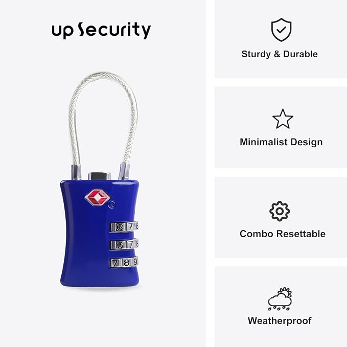Suitcase Locks TSA Approved, Small Padlock Combination, TSA Locks for Luggage, Combo Travel Padlock with Code for Backpack, Gym Locker, Ammo Can (Black+Blue) - Image 2