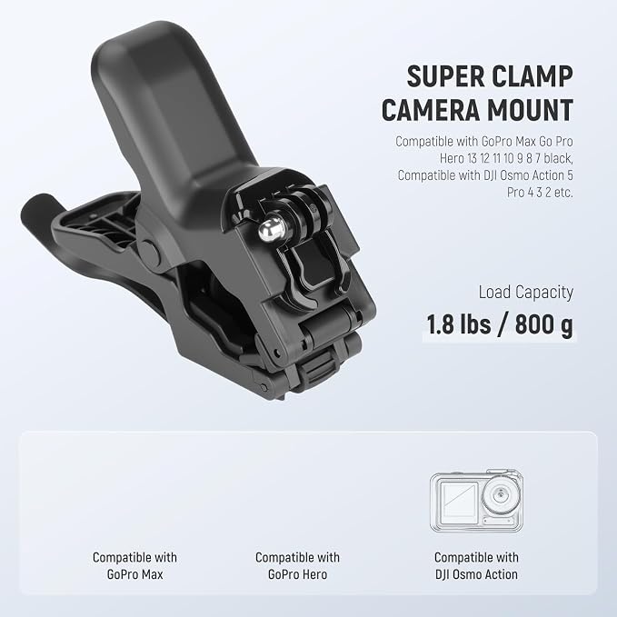 NEEWER Flexible Clamp Mount Compatible with GoPro DJI Action Cameras, GP-80 | Compatible with DJI Action 6 Osmo 360 Insta360 X5/4/3 AcePro series, Jaw Flex Super Clamp Holder Mount Accessories for Video - Image 2