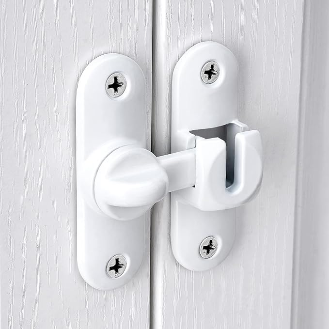 3 Packs White 90/180 Degree Barn Door Latches,Flip Gate Lock | Zinc Alloy Flip Gate Latches,Right Angle Door Lock,for bedroom,garage,sliding door,window,cabinet,drawer,pet enclosures - Image 5