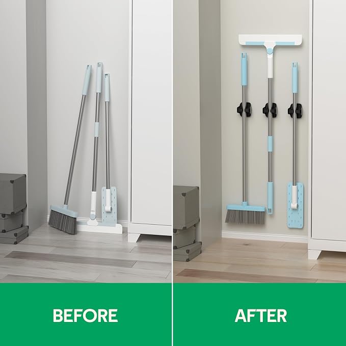 reliahom Broom Holder Wall Mount Mop Grippers organizer wall hanging,10Pack | No Drilling Self Adhesive Easy install Anti-Slip Mop Broom Hanger Storage Rack for Kitchen,Laundry Room,Garden,Garage - Image 7