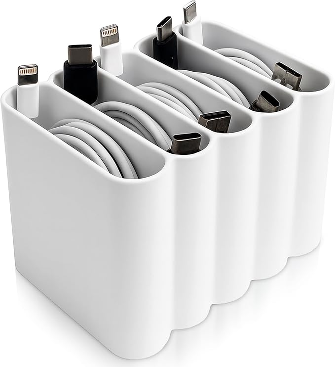 Cable Management Organizer Cord Management, Multiple Slots for Home, Office, Desk, Workshop, Durable Plastic Connectable Cable Organizer, Tangle-Free, Expandable Storage, White - Image 9