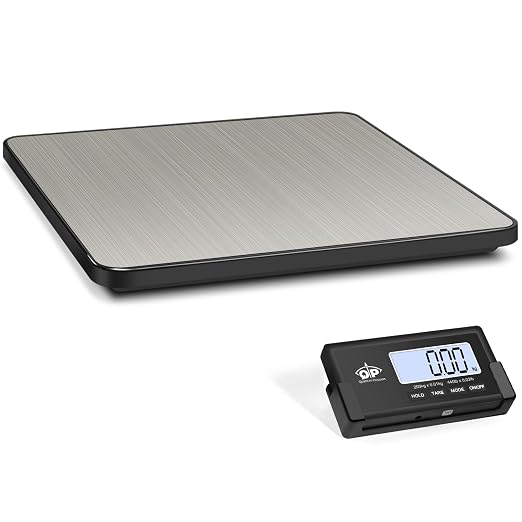 QP Shipping Scale, 440 lb/0.35 oz High Accuracy Digital Postal Scale, Postage Scale, Wireless LCD Display, Hold/Tare Function, Lightweight Scale for Packages/Luggage/Pet, Battery & AC Adapter Included by QP