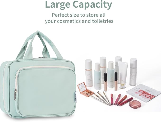Narwey Hanging Toiletry Bag for Women Travel Makeup Bag Organizer Toiletries Bag for Travel Size Essentials Accessories Cosmetics (Mint Green (Medium)) - Image 6