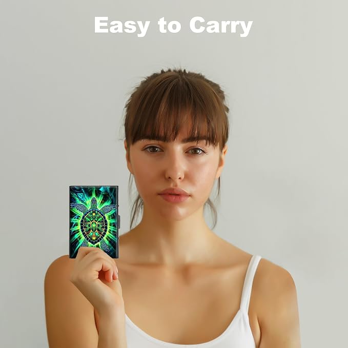 Metal Wallet,Credit Card Holder for Women,Slim RFID Blocking Credit Card Holder Thin Aluminum Wallet ID Case,6 Slot Business Mini Hard Metal Case for Women/Men,Green Sea Turtle - Image 6