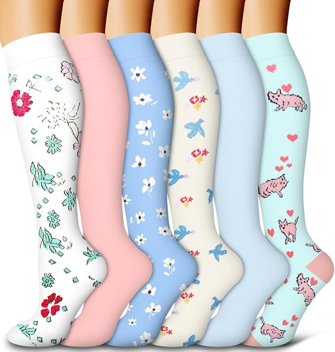 6 Pack Copper Compression Socks for Women and Men Circulation-Best Support for Medical,Running,Nursing,Athletic by Bluemaple