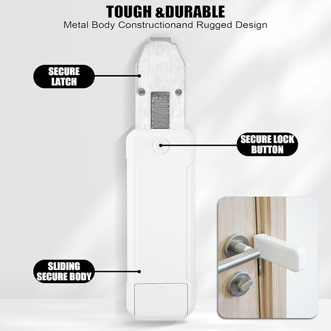 Portable Door Lock for Travel Security Blocklock Hotel Door Locks Extension | Anti-Theft Tough Durable Home Apartment School Dormitories Private Rooms Bathrooms Bedrooms - Image 4