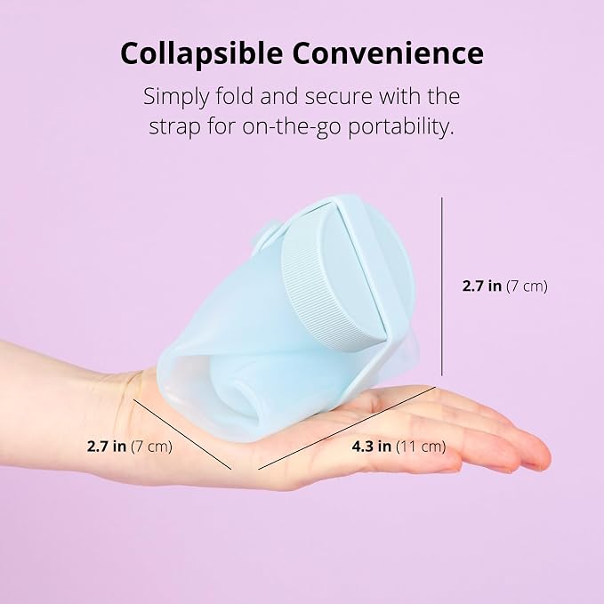 BLUE GINKGO Collapsible Water Bottle [2-Pack] – Lightweight, Foldable Silicone Bottles for Travel, Hiking, and Camping (16.9oz, Made in Korea, Blue) - Image 3
