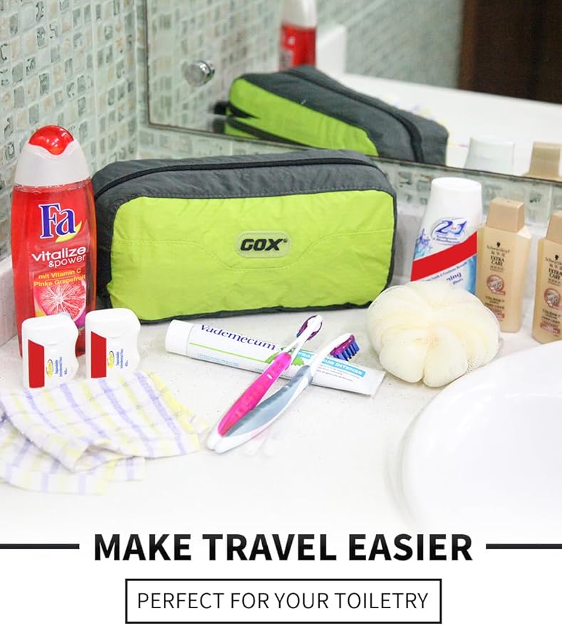 Gox Travel Small Toiletry Bag for Men Nylon Dopp Kit Medicine Bag Small Mesh Zipper Pouch Travel Organizer Pouch Shave Kits for Teens Toiletry Essentials Bathroom Compact (Green, 9.8*4.3*3.3 Inches) - Image 2