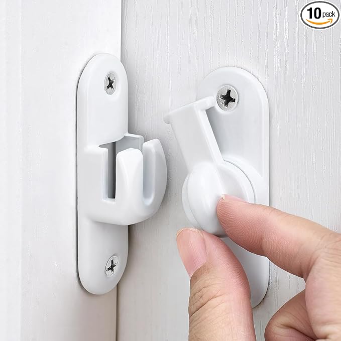 10 Packs White 90/180 Degree Barn Door Latches,Flip Gate Lock | Zinc Alloy Flip Gate Latches,Right Angle Door Lock,for bedroom,garage,sliding door,window,cabinet,drawer,pet enclosures by INIRET