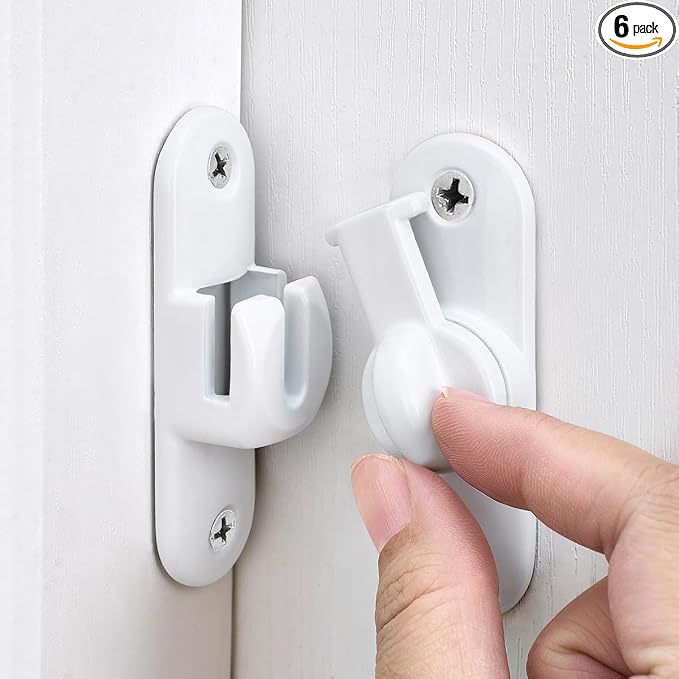 6 Packs White 90/180 Degree Barn Door Latches,Flip Gate Lock | Zinc Alloy Flip Gate Latches,Right Angle Door Lock,for bedroom,garage,sliding door,window,cabinet,drawer,pet enclosures by INIRET