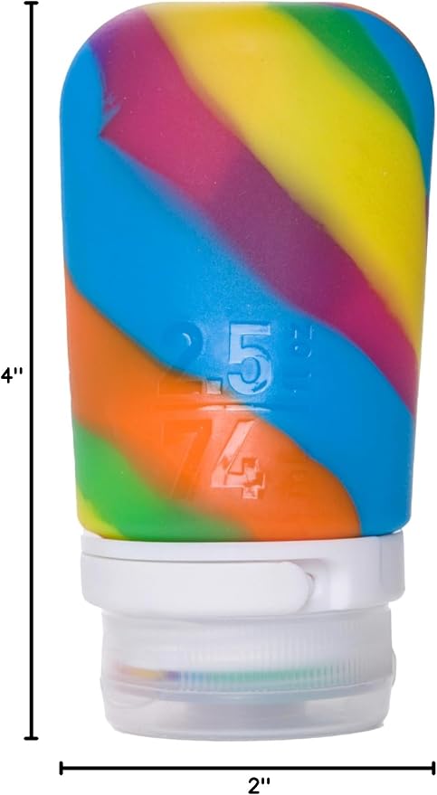 humangear GoToob+ (Medium) | Refillable Silicone Travel Bottle | Locking Lid | Food-Safe Material | Rainbow, Medium (2.5 fl.oz.; 74ml) | Refillable & Leak-Proof Silicone Travel Size Bottles with Locking Cap for Toiletries, Camping & TSA Carry-On - Image 7