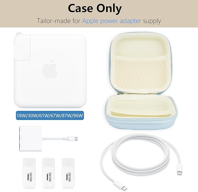 Portable Charger Case, Tech Pouch Travel Organizer, M, Blue | Hard Shell Electronic Storage for MacBook Power Adapter, Charging Cords, USB Drives, Power Bank Laptop Accessories - Image 3