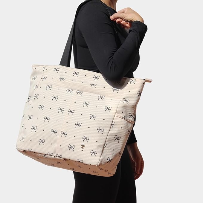 ESVAN Original Floral Tote Bag Large Shoulder Bag with Multi Pockets for Gym Travel Beach Daily Bags - Image 2