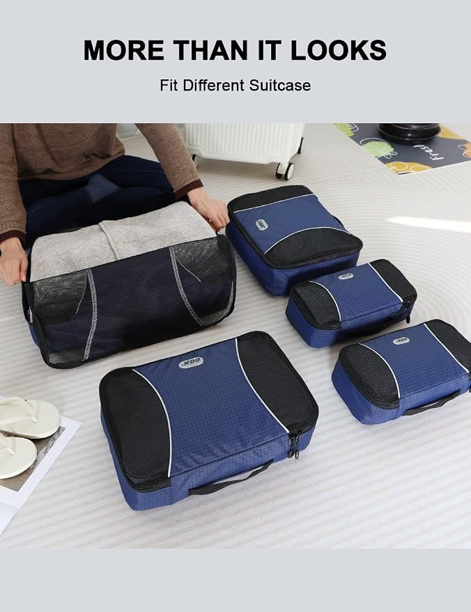GOX Ultra Light 5 piece Packing Cubes Travel Luggage Organizer 1 Large 2 Medium 2 Small - Image 4